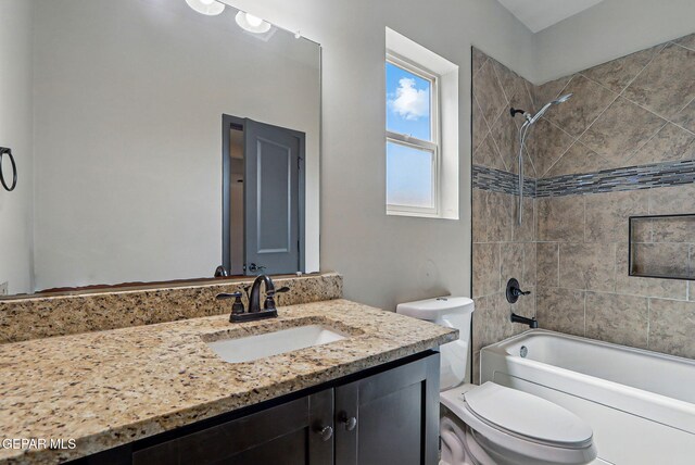 14425 Donny Murray Ln, Horizon City, TX 79928 - bathroom with toilet, vanity, and shower / washtub combination