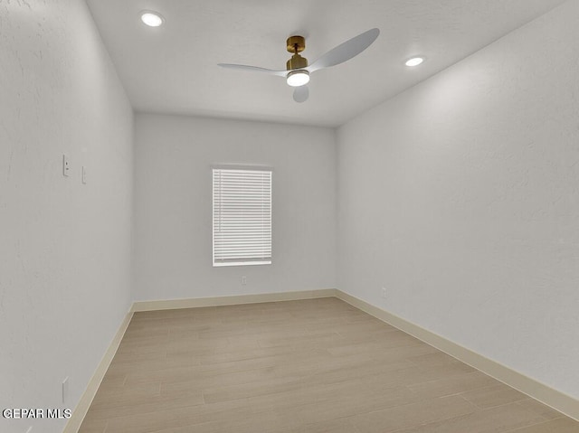 12748 Polo Norte Dr, El Paso, TX 79934 - unfurnished room featuring ceiling fan, light wood-type flooring, and recessed lighting