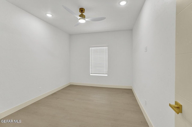 12748 Polo Norte Dr, El Paso, TX 79934 - unfurnished room with a ceiling fan, light wood finished floors, and recessed lighting