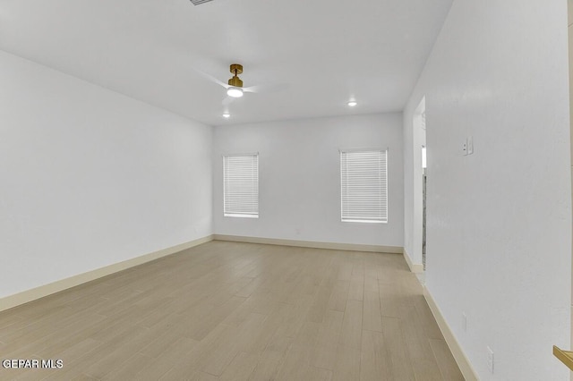 12748 Polo Norte Dr, El Paso, TX 79934 - empty room featuring ceiling fan, recessed lighting, and light wood-style flooring