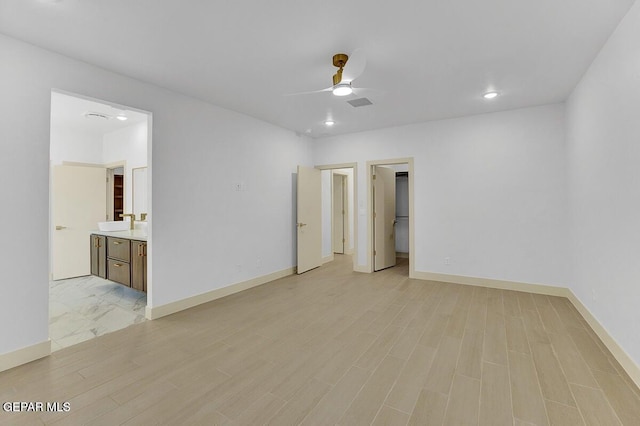 12748 Polo Norte Dr, El Paso, TX 79934 - empty room with ceiling fan, recessed lighting, and light wood finished floors