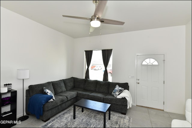 13106 Cleethorpes St, El Paso, TX 79928 - living area featuring light tile patterned floors and ceiling fan