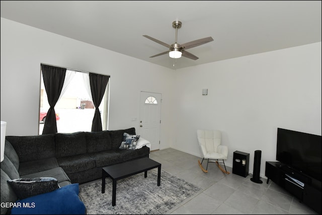 13106 Cleethorpes St, El Paso, TX 79928 - living room featuring ceiling fan and light tile patterned floors