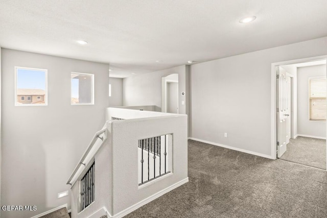 14270 Don Johnson, El Paso, TX 79938 - hall with an upstairs landing, carpet, baseboards, and recessed lighting