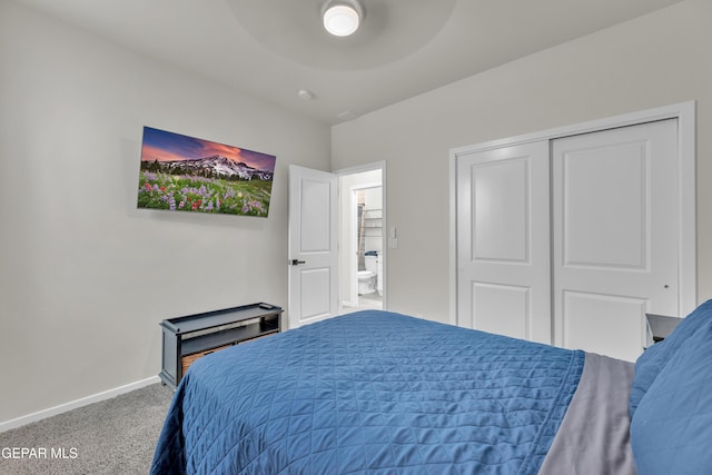 281 Farnborough St, Horizon City, TX 79928 - bedroom featuring carpet floors, baseboards, a closet, and a ceiling fan