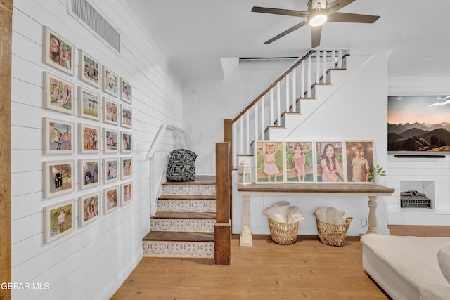 305 N Carolina Dr, El Paso, TX 79915 - stairway featuring wood finished floors and a ceiling fan