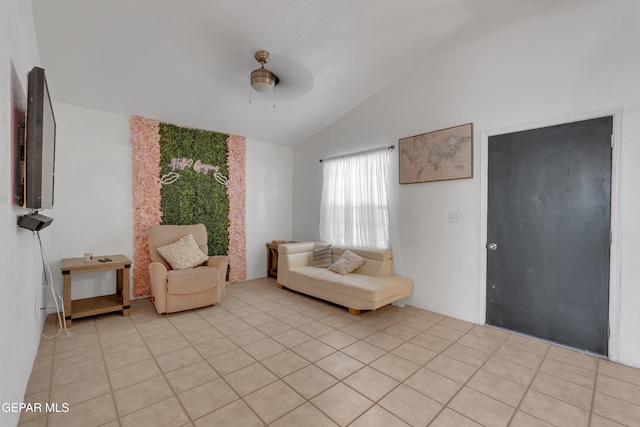 305 N Carolina Dr, El Paso, TX 79915 - living area featuring lofted ceiling and a ceiling fan