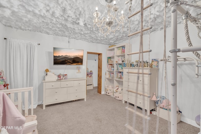305 N Carolina Dr, El Paso, TX 79915 - bedroom featuring a chandelier and light colored carpet
