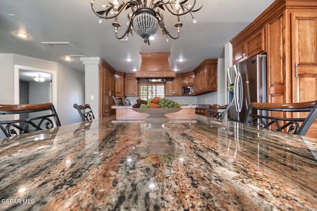 5814 Beaumont Pl, El Paso, TX 79912 - dining room with recessed lighting and a chandelier