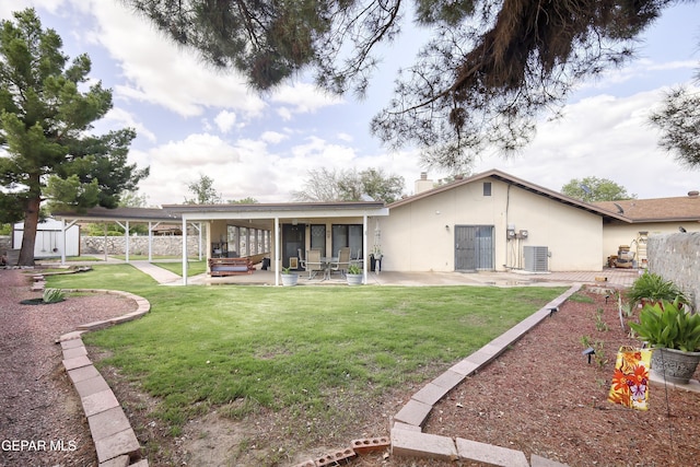 10605 Park View Cir, El Paso, TX 79935 - back of house with a patio area, a chimney, and central air condition unit