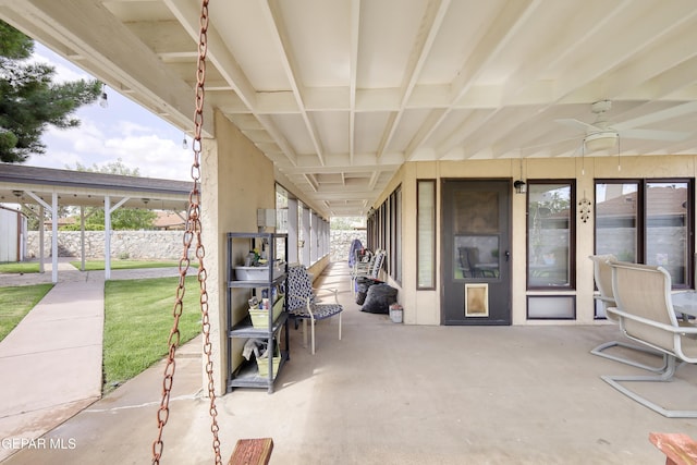 10605 Park View Cir, El Paso, TX 79935 - view of patio featuring ceiling fan