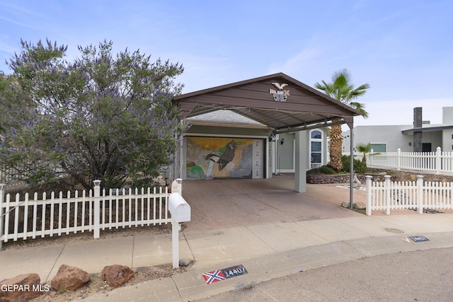14407 Ocean Point Ln, El Paso, TX 79938 - view of front of house featuring a carport and a fenced front yard