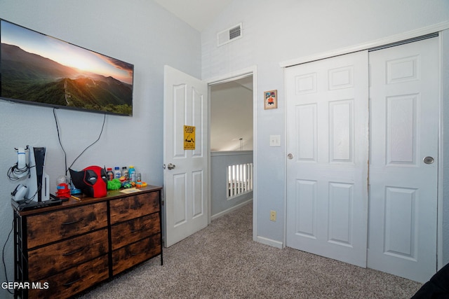 1321 Amber Morgan Dr, El Paso, TX 79936 - bedroom with vaulted ceiling, carpet floors, and a closet