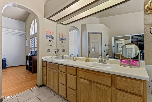 658 John Martin Ct, El Paso, TX 79932 - bathroom featuring double vanity and tile patterned flooring