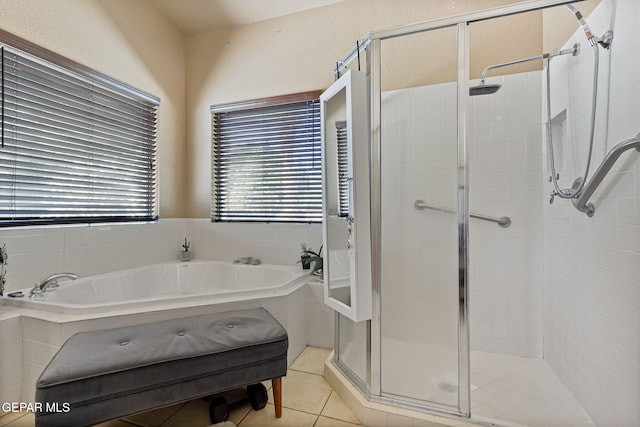 658 John Martin Ct, El Paso, TX 79932 - full bathroom featuring a stall shower, a garden tub, and tile patterned flooring