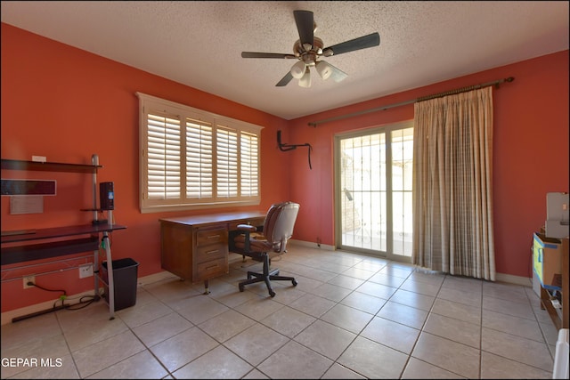 8904 Mettler Dr, El Paso, TX 79925 - office space featuring a ceiling fan, a textured ceiling, and light tile patterned floors