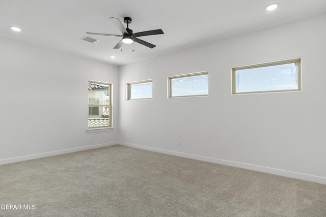 3753 Focus Pl, El Paso, TX 79938 - spare room with light carpet, ceiling fan, baseboards, and recessed lighting