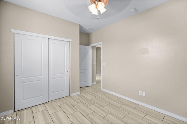 12632 Katherine Brennand Rd, El Paso, TX 79928 - unfurnished bedroom with a closet, baseboards, and a ceiling fan