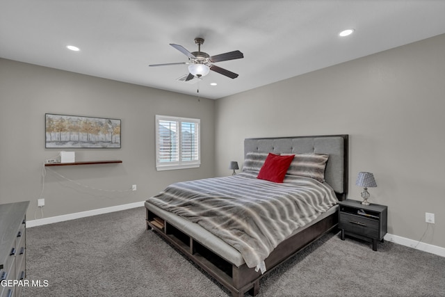 2401 Mike Price Dr, El Paso, TX 79938 - bedroom with carpet floors, baseboards, recessed lighting, and a ceiling fan