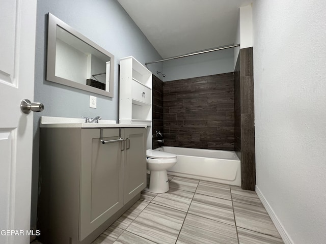 3899 Vanderveer Dr Unit A B C, El Paso, TX 79938 - bathroom with toilet, vanity, washtub / shower combination, tile patterned flooring, and baseboards