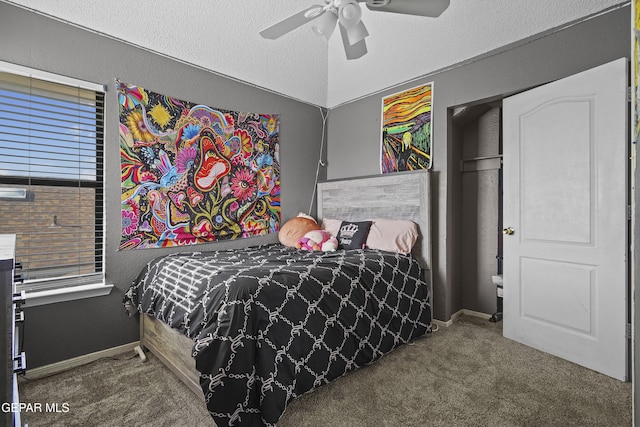 11457 David Carrasco Dr, El Paso, TX 79936 - carpeted bedroom with ceiling fan and a textured ceiling