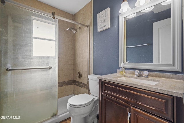 11457 David Carrasco Dr, El Paso, TX 79936 - full bath featuring toilet, a shower stall, and vanity