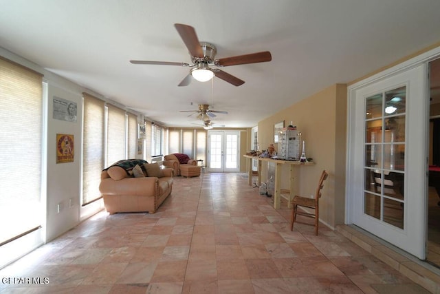 4313 Okeefe Dr, El Paso, TX 79902 - living area featuring french doors and a ceiling fan