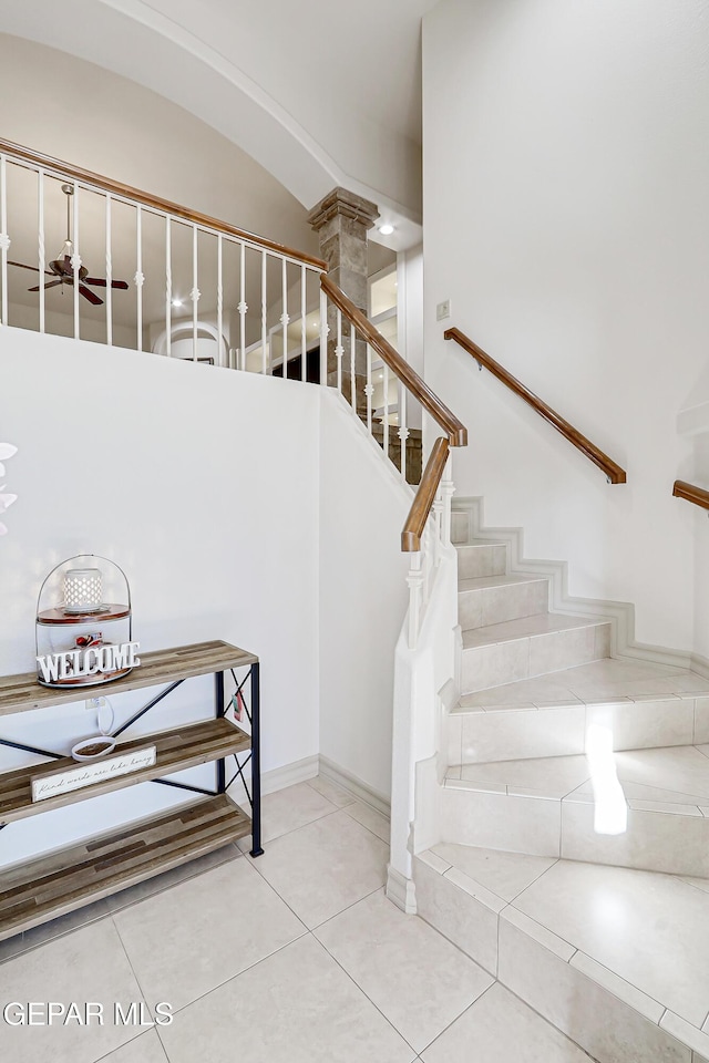 5500 Rancho Sereno Pl, El Paso, TX 79932 - staircase featuring tile patterned floors