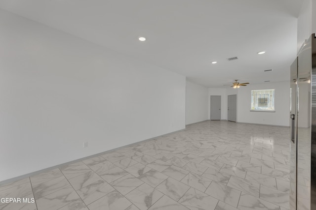 15221 Apex Ct, El Paso, TX 79938 - spare room with light marble finish floors, recessed lighting, and ceiling fan
