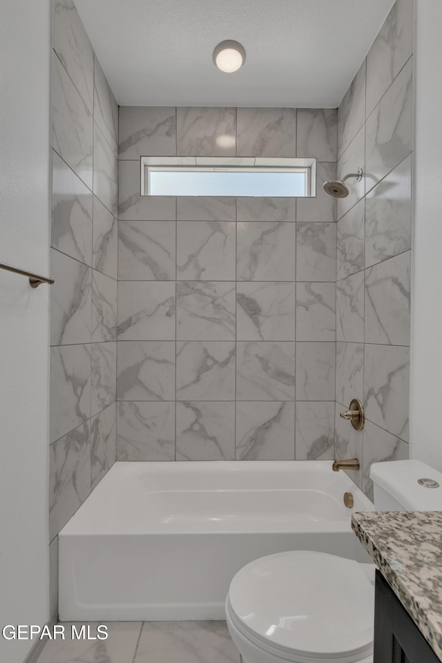15221 Apex Ct, El Paso, TX 79938 - bathroom with healthy amount of natural light, shower / tub combination, vanity, and marble finish flooring