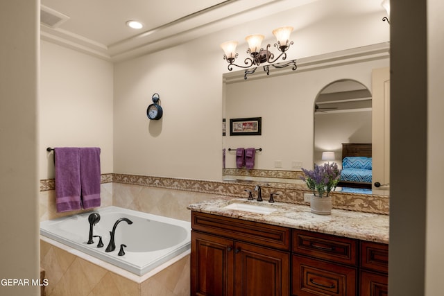 6572 Tuscany Ridge Dr, El Paso, TX 79912 - full bath featuring vanity, a garden tub, and recessed lighting