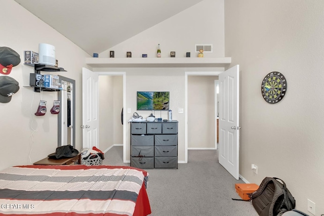 7101 Mesquite Tree Ln, El Paso, TX 79934 - bedroom featuring carpet, vaulted ceiling, and baseboards