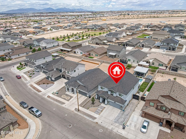 12749 Iron Falls Dr, Horizon City, TX 79928 - aerial view of residential area featuring a mountain backdrop