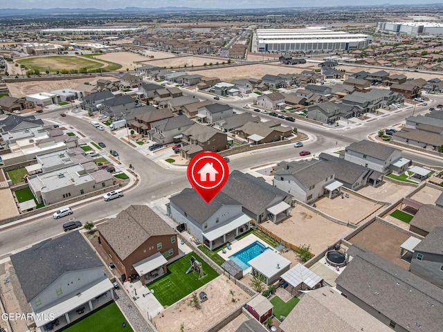 12749 Iron Falls Dr, Horizon City, TX 79928 - aerial view of residential area featuring a mountain backdrop