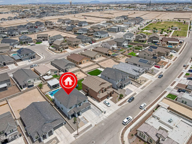 12749 Iron Falls Dr, Horizon City, TX 79928 - aerial view of residential area with a mountainous background