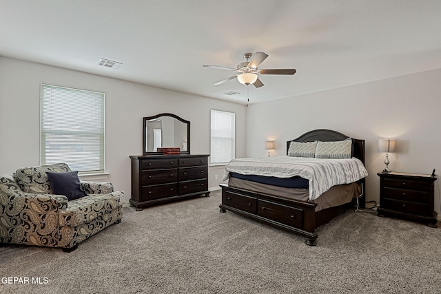 12749 Iron Falls Dr, Horizon City, TX 79928 - carpeted bedroom featuring a ceiling fan