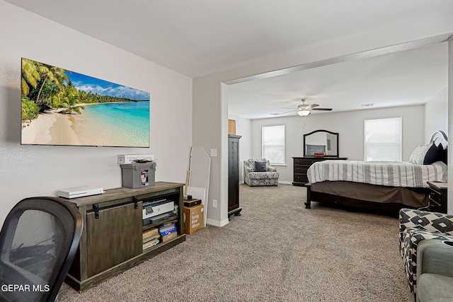 12749 Iron Falls Dr, Horizon City, TX 79928 - bedroom featuring carpet floors, baseboards, and ceiling fan