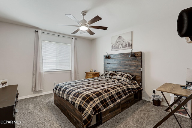 12749 Iron Falls Dr, Horizon City, TX 79928 - bedroom with carpet floors, baseboards, and ceiling fan