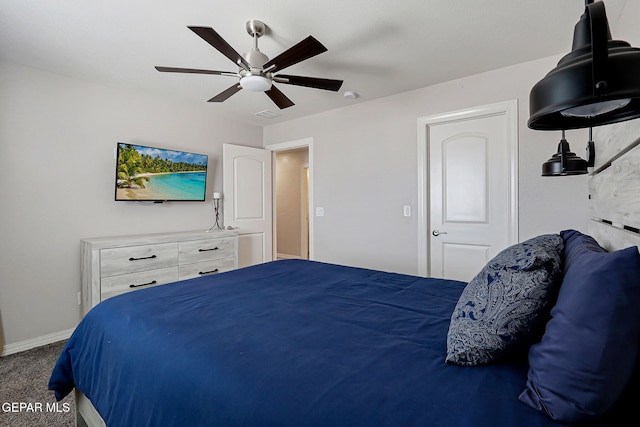 12749 Iron Falls Dr, Horizon City, TX 79928 - bedroom featuring carpet flooring, ceiling fan, and baseboards