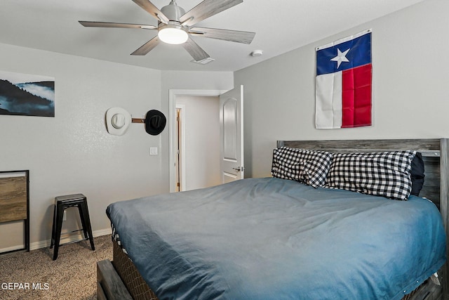 12749 Iron Falls Dr, Horizon City, TX 79928 - carpeted bedroom featuring baseboards and a ceiling fan