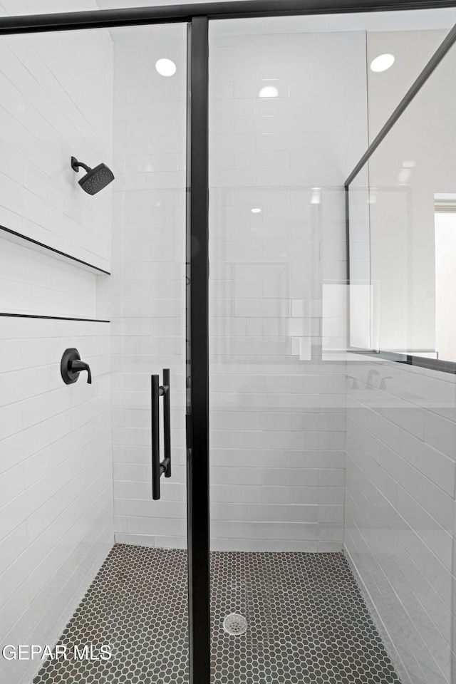 13351 Jeff Winton Dr, El Paso, TX 79928 - bathroom featuring a stall shower and tile patterned floors