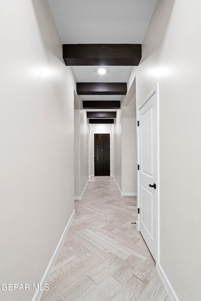 13351 Jeff Winton Dr, El Paso, TX 79928 - hallway featuring baseboards and beamed ceiling