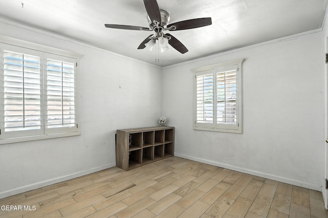 264 Edith Dr, El Paso, TX 79915 - spare room with wood finished floors, ceiling fan, and ornamental molding