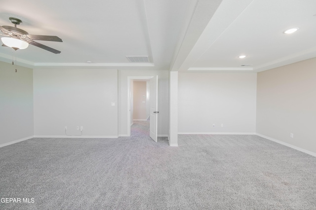 14737 Tierra Escape Ave, El Paso, TX 79938 - unfurnished room featuring carpet flooring, a ceiling fan, recessed lighting, and a raised ceiling