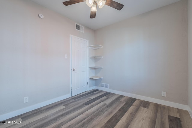 3427 Hamilton Ave, El Paso, TX 79930 - spare room with ceiling fan, wood finished floors, and baseboards
