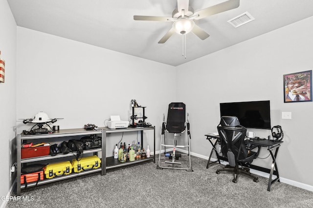 2528 Mike Price Dr, El Paso, TX 79938 - office space with baseboards, carpet floors, and a ceiling fan