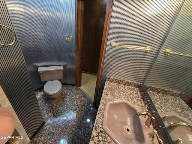 441 Irondale Dr, El Paso, TX 79912 - bathroom featuring toilet, vanity, and granite tiled floors