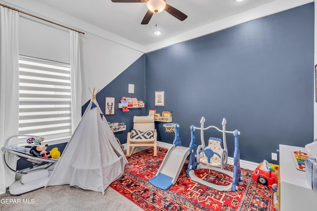 13107 Kington Ave, El Paso, TX 79928 - game room with ceiling fan, carpet flooring, and recessed lighting