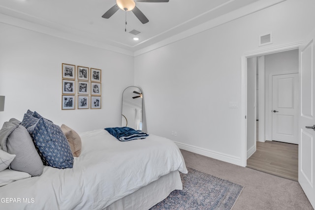 13107 Kington Ave, El Paso, TX 79928 - bedroom featuring carpet flooring, ceiling fan, baseboards, and recessed lighting