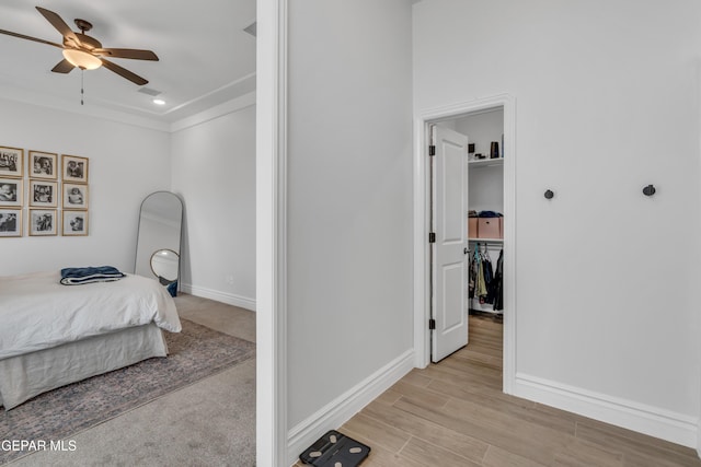 13107 Kington Ave, El Paso, TX 79928 - bedroom with baseboards, light wood finished floors, and ceiling fan